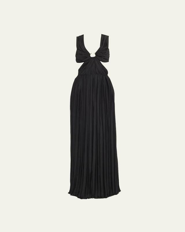 Pleated Gown w/ Cutout Details